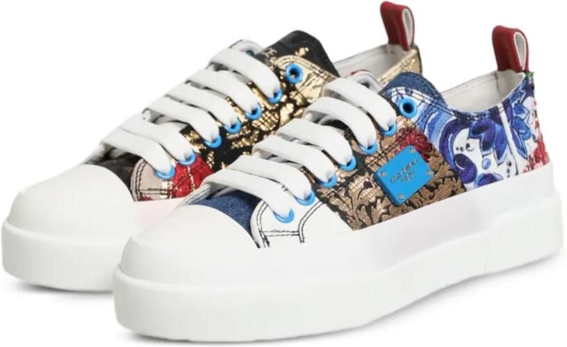 Dolce & Gabbana Sneakers met patchwork en brokaat-textuur Rood - Foto 3