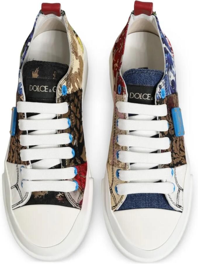 Dolce & Gabbana Sneakers met patchwork en brokaat-textuur Rood - Foto 2