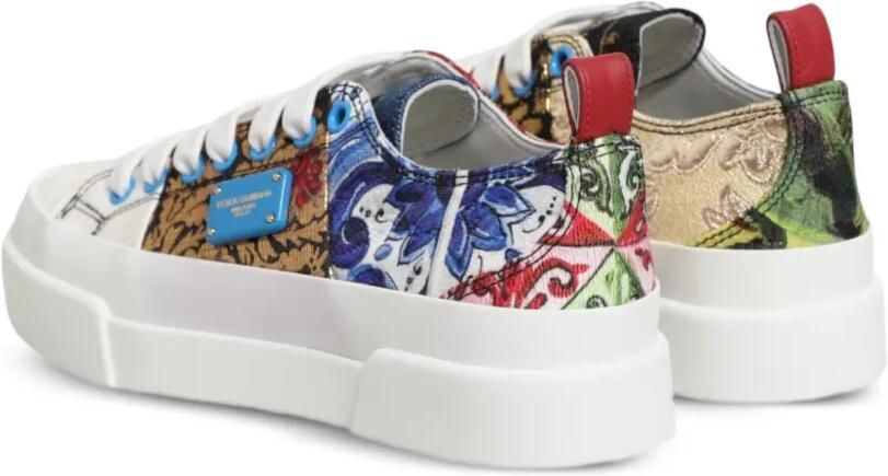 Dolce & Gabbana Sneakers met patchwork en brokaat-textuur Rood - Foto 4