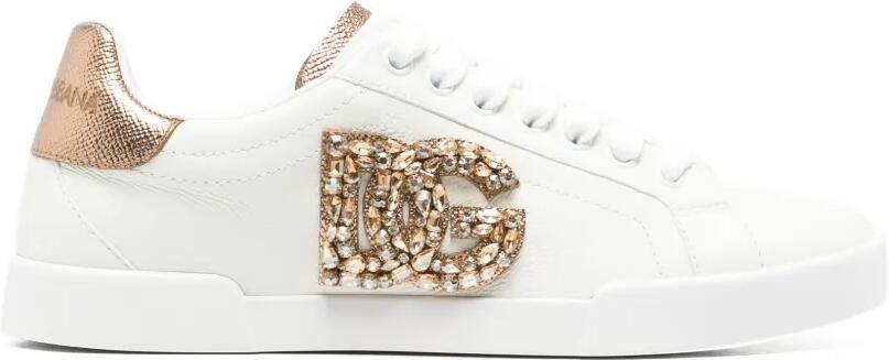 Dolce & Gabbana Sneakers verfraaid met kristallen en logo Wit