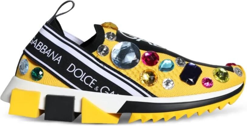 Dolce & Gabbana Sorrento sneakers met kristallen Geel