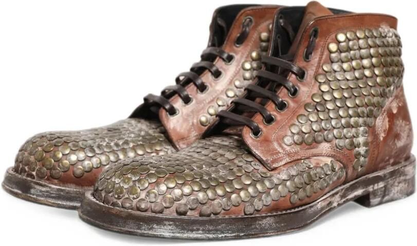 Dolce & Gabbana stud-embellished leather biker boots Bruin - Foto 5