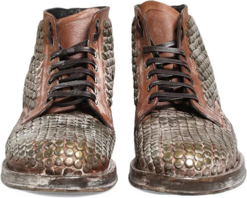 Dolce & Gabbana stud-embellished leather biker boots Bruin - Foto 3