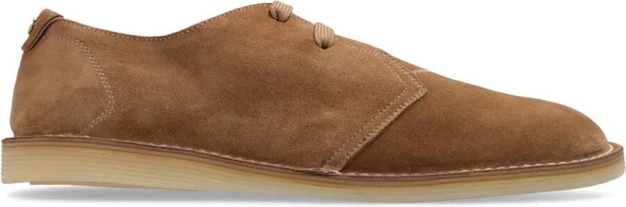 Dolce & Gabbana Suède derby schoenen met logo-label Beige