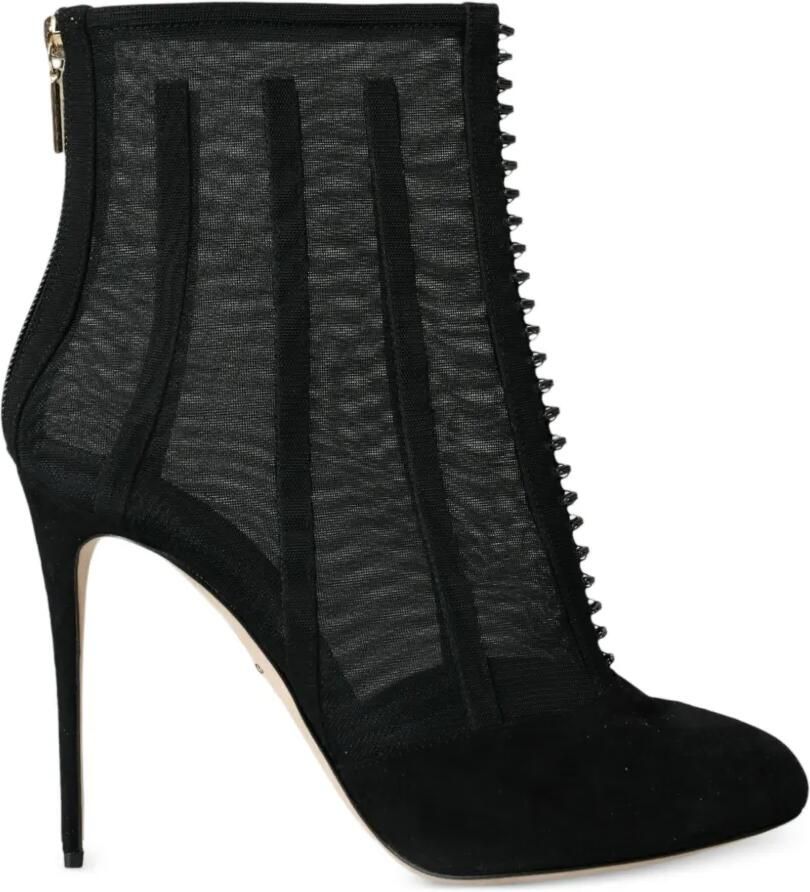 Dolce & Gabbana Suède enkellaarzen met mesh vlak Wit