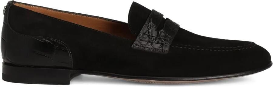 Dolce & Gabbana Suède loafers met krokodillen-reliëf Zwart