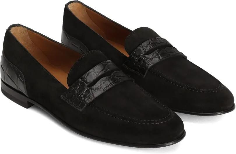 Dolce & Gabbana Suède loafers met krokodillen-reliëf Zwart - Foto 3