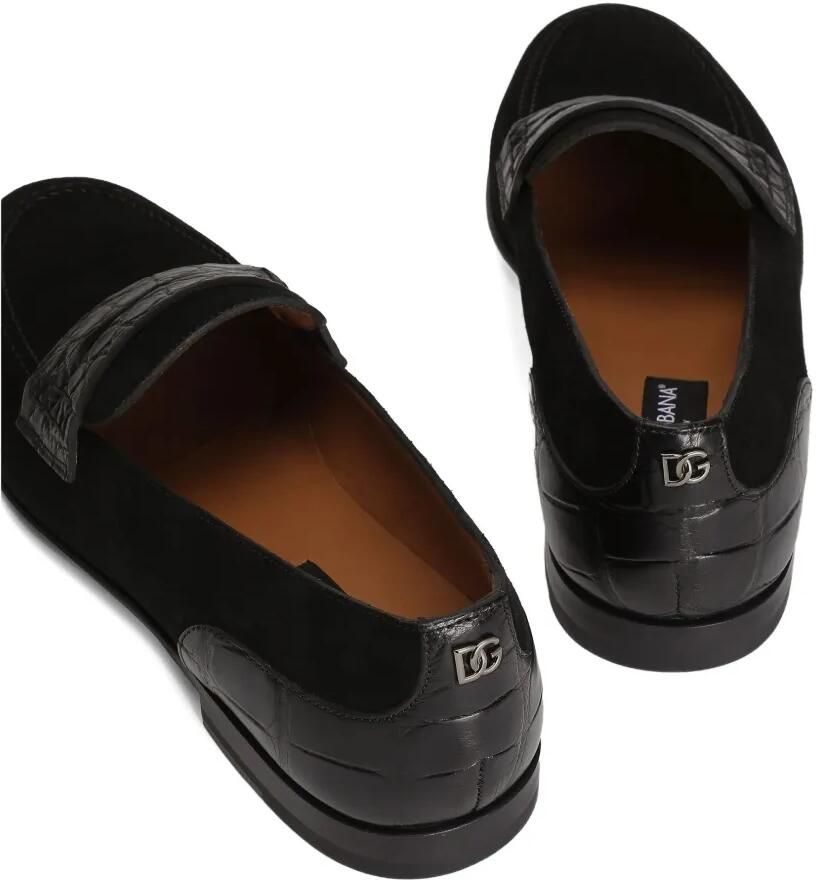 Dolce & Gabbana Suède loafers met krokodillen-reliëf Zwart - Foto 2