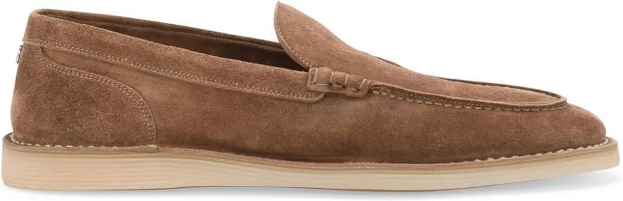 Dolce & Gabbana Suède loafers met logoplakkaat Bruin