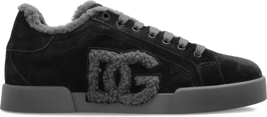 Dolce & Gabbana Suède sneakers met logodetail Zwart