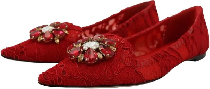 Dolce & Gabbana Taormina ballerina's verfraaid met kant Rood - Foto 3