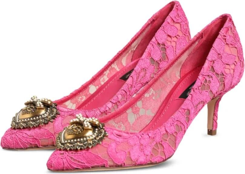 Dolce & Gabbana Taormina Devotion pumps met kant Roze - Foto 3