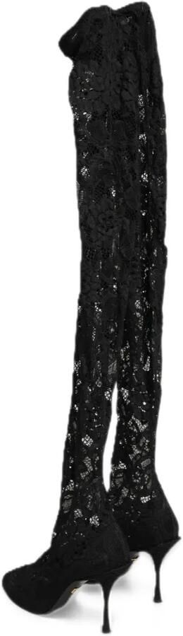 Dolce & Gabbana Taormina lace over-the-knee boots Zwart - Foto 4
