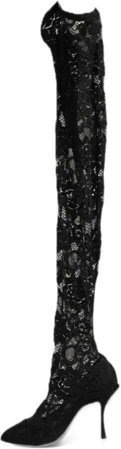 Dolce & Gabbana Taormina lace over-the-knee boots Zwart - Foto 5