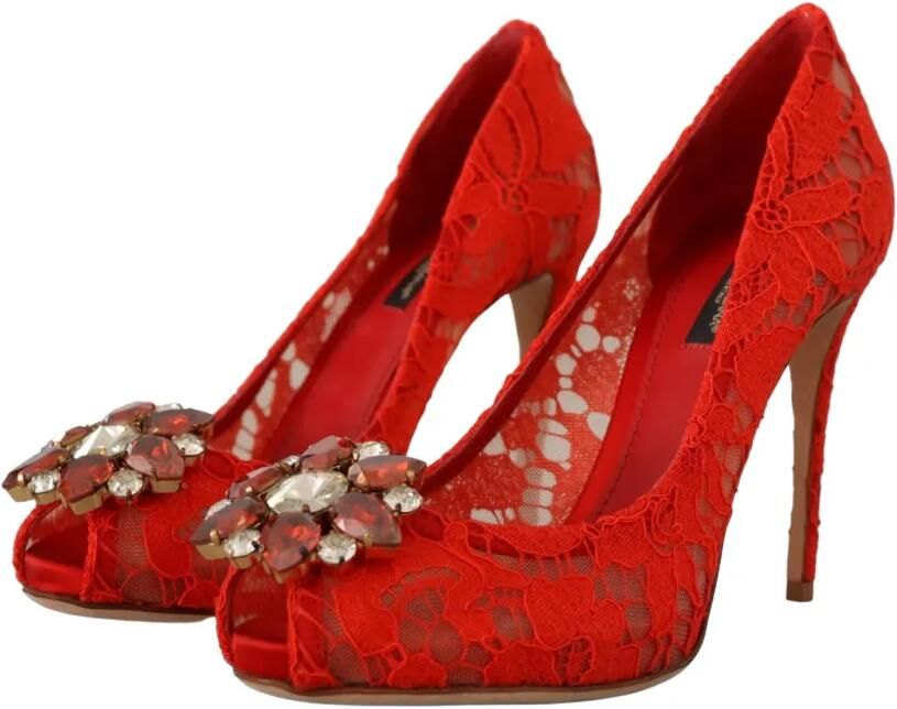 Dolce & Gabbana Taormina pumps verfraaid met kristallen en kant Rood - Foto 4