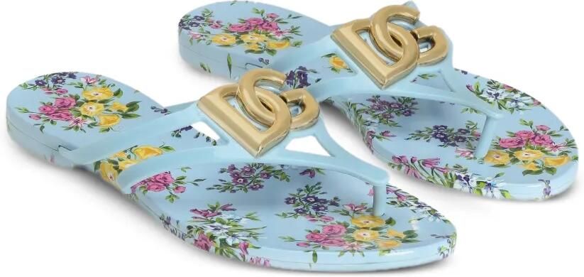 Dolce & Gabbana Teenslippers met bloemen-print Blauw - Foto 4