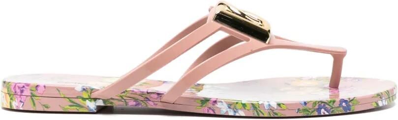 Dolce & Gabbana Teenslippers met bloemenprint Roze