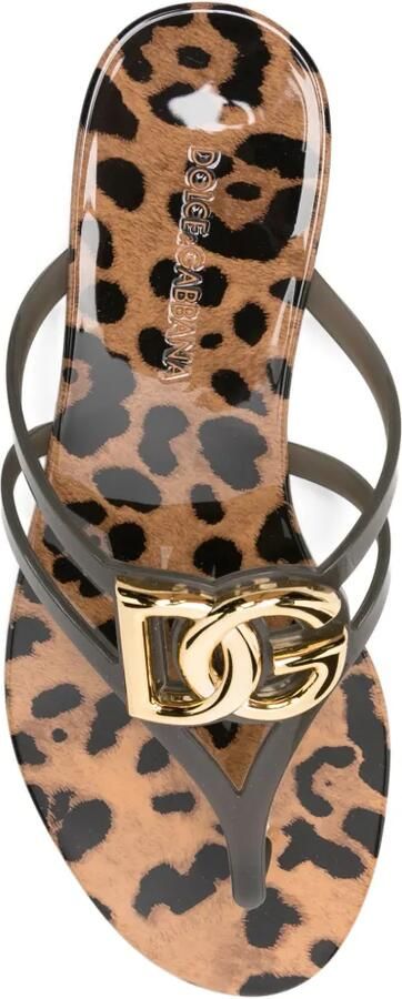 Dolce & Gabbana Teenslippers met luipaardprint en logo Grijs - Foto 3