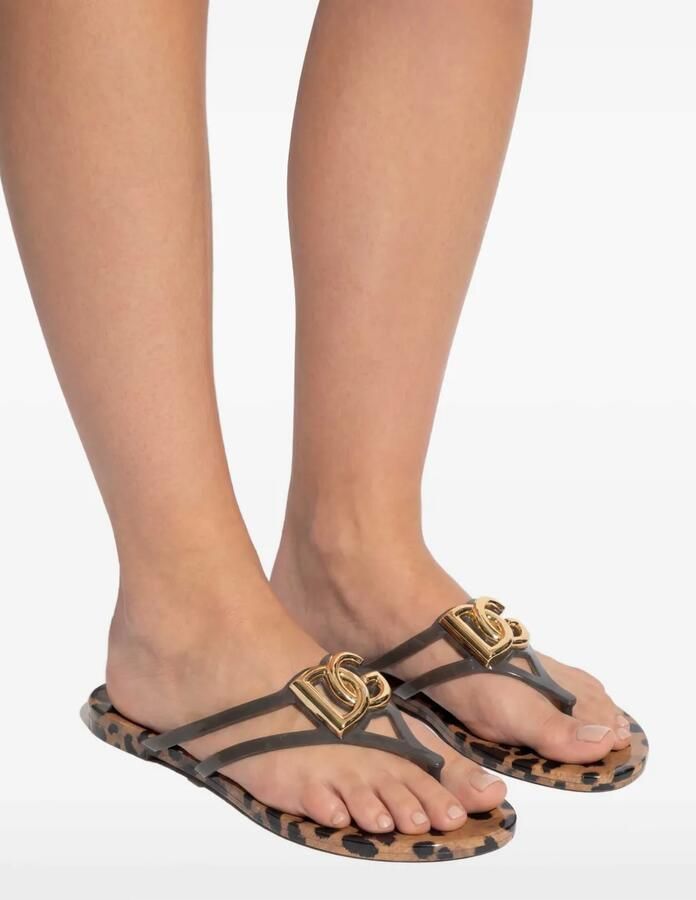 Dolce & Gabbana Teenslippers met luipaardprint en logo Grijs - Foto 2