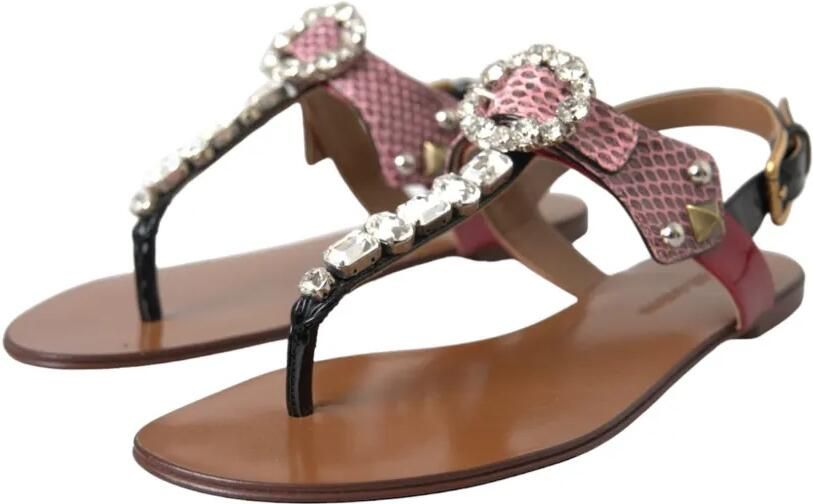 Dolce & Gabbana Veelkleurige sandalen met kristallen Roze - Foto 3