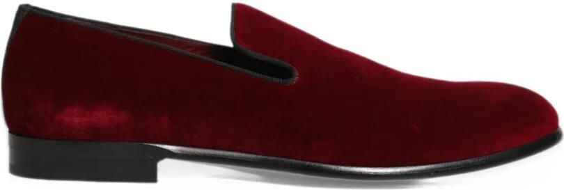 Dolce & Gabbana velvet slip-on loafers Rood