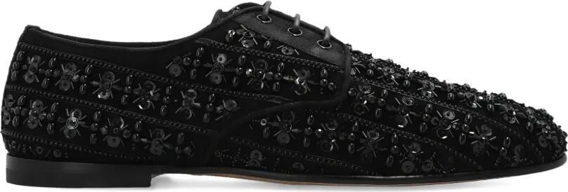 Dolce & Gabbana Verfraaide derby veterschoenen Zwart