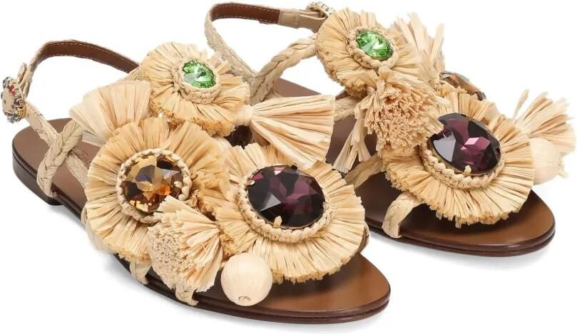 Dolce & Gabbana Verfraaide raffia sandalen Beige - Foto 3