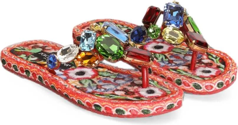 Dolce & Gabbana Verfraaide sandalen met Carretto-print Rood