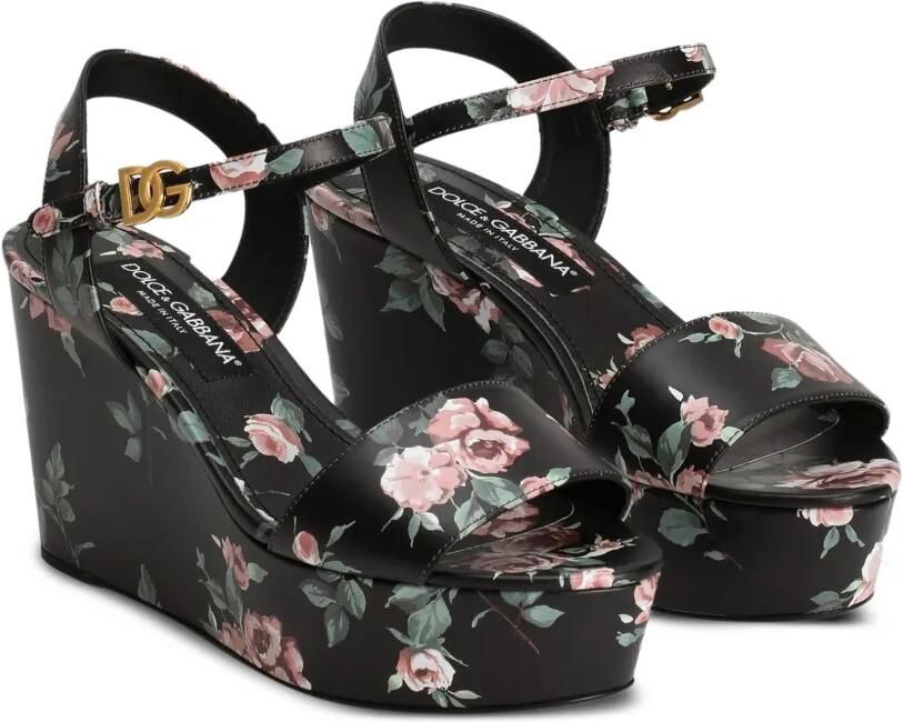 Dolce & Gabbana WeDGe kalfsleren sandalen Zwart - Foto 3