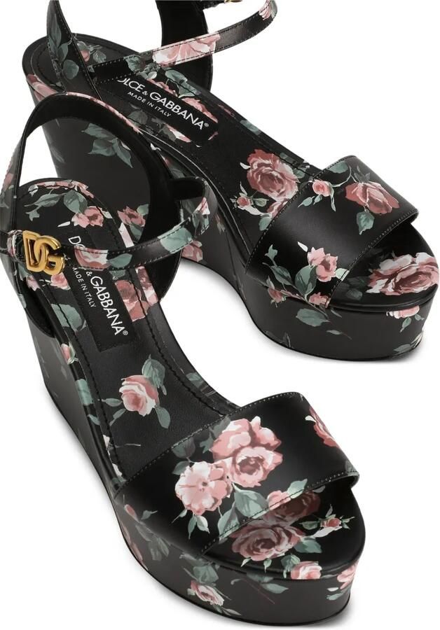 Dolce & Gabbana WeDGe kalfsleren sandalen Zwart - Foto 2