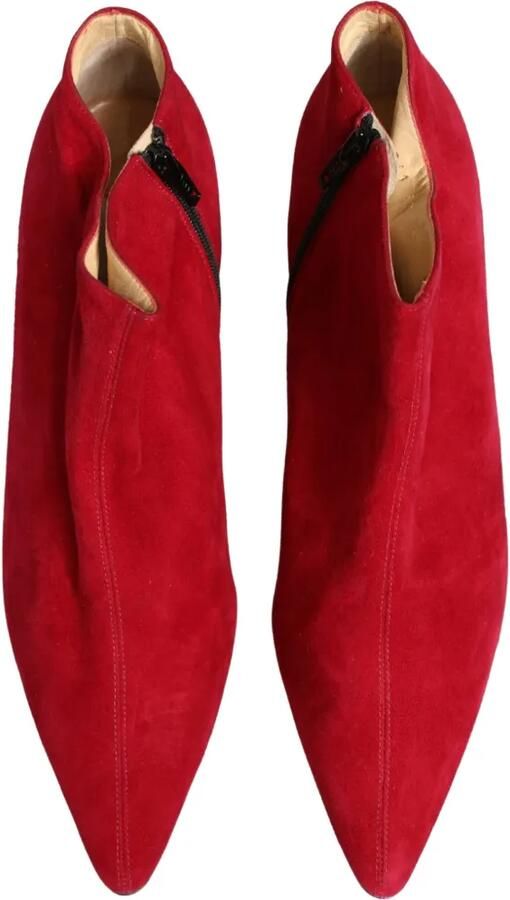 Dolce & Gabbana x Sergio Rossi suede pointed-toe ankle boots Rood - Foto 5
