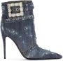 Dolce & Gabbana Verfraaide enkellaarzen met denim patchwork Blauw - Thumbnail 1