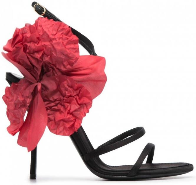 Dolce & Gabbana Sandalen met bloemenpatch Zwart