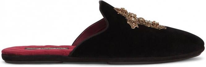 Dolce & Gabbana Fluwelen slippers Zwart