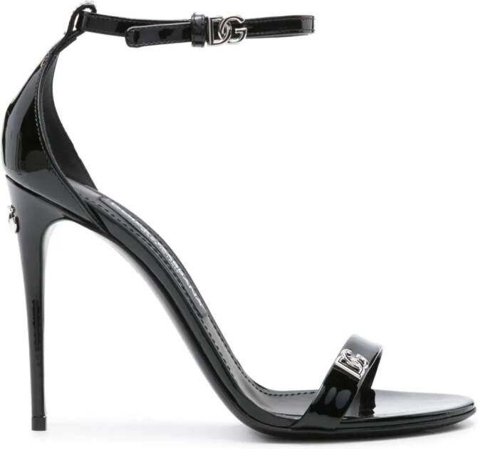 Dolce & Gabbana Gelakte sandalen met logoplakkaat Zwart