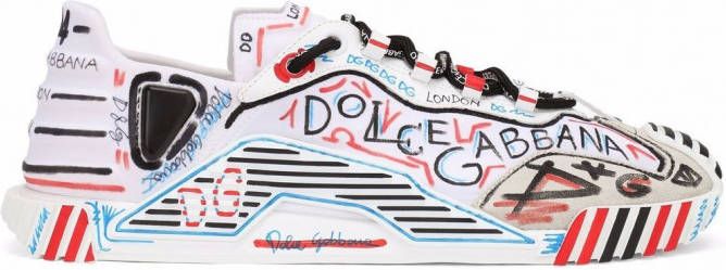 Dolce & Gabbana Sneakers met graffiti-print Wit