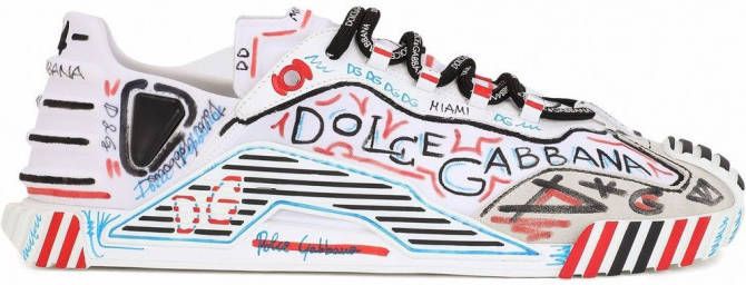 Dolce & Gabbana Miami NS1 handgeschilderde sneakers Wit