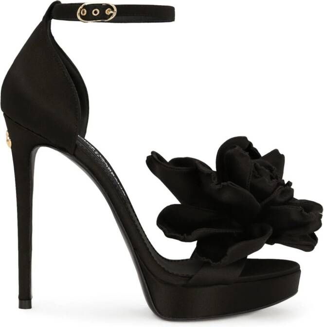 Dolce & Gabbana Keira sandalen met bloemenpatch Zwart