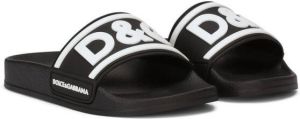 Dolce & Gabbana Kids Slippers met 3D-logo Zwart