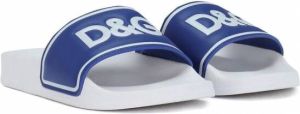 Dolce & Gabbana Kids Badslippers met logoprint Blauw