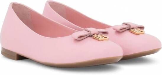 Dolce & Gabbana Kids Lakleren ballerina's met DG-logo Roze