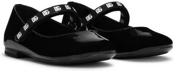 Dolce & Gabbana Kids Lakleren 85mm muiltjes met DG-logo Zwart