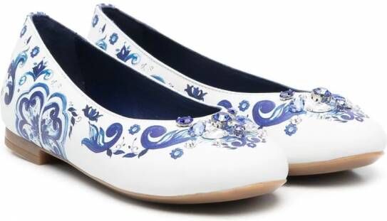 Dolce & Gabbana Kids Ballerina's verfraaid met kristallen Blauw