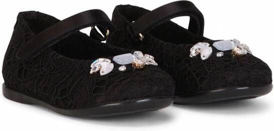 Dolce & Gabbana Kids Ballerina's verfraaid met kristallen Zwart