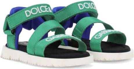 Dolce & Gabbana Kids Bewerkte sandalen met logoprint Groen