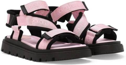 Dolce & Gabbana Kids Bewerkte sandalen met logoprint Roze