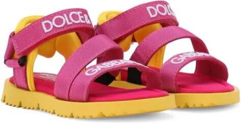 Dolce & Gabbana Kids Bewerkte sandalen met logoprint Roze