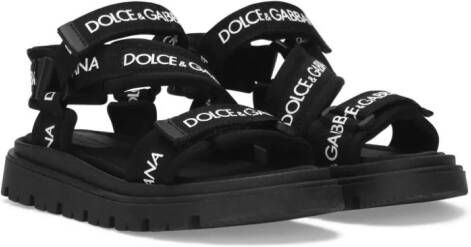 Dolce & Gabbana Kids Bewerkte sandalen met logoprint Zwart