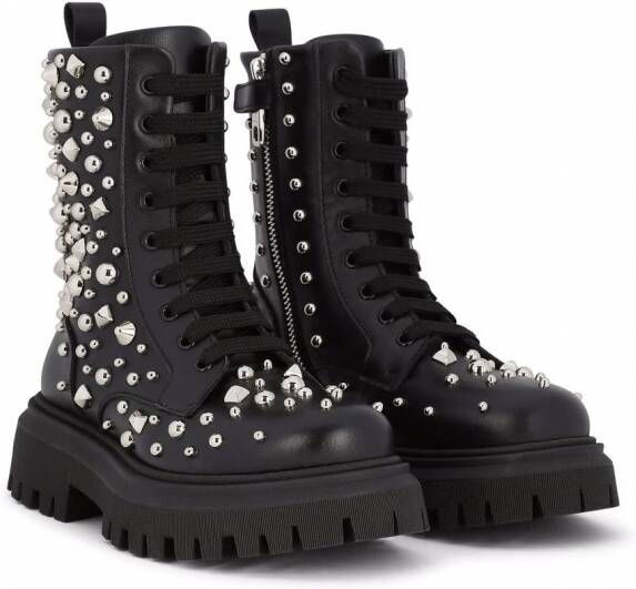 Dolce & Gabbana Kids Combat laarzen met studs Zwart