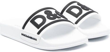 Dolce & Gabbana Kids Slippers met logo-reliëf Wit